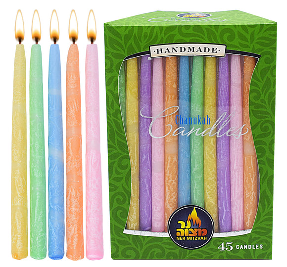 Colorful Patterned Chanukah Candles - 45pc